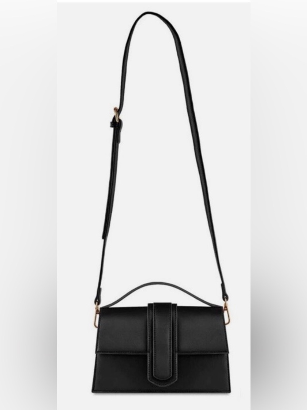 Kayla + Ava Vegan Leather Crossbody Bag - NWT - Black Structured Leather Bag